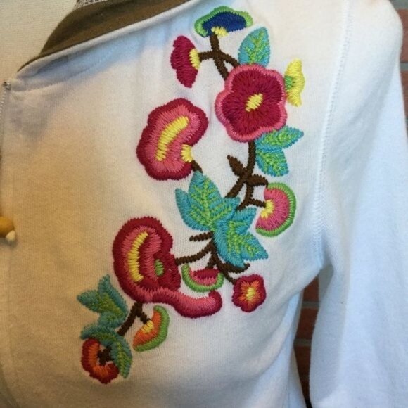 Oleg Cassini Women’s Hooded Jacket Size Small Zip Up Hoodie Embroidered - Picture 2 of 8